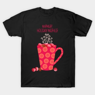 Cozy Winter Mugs & Hot Cranberry Tea Illustration T-Shirt